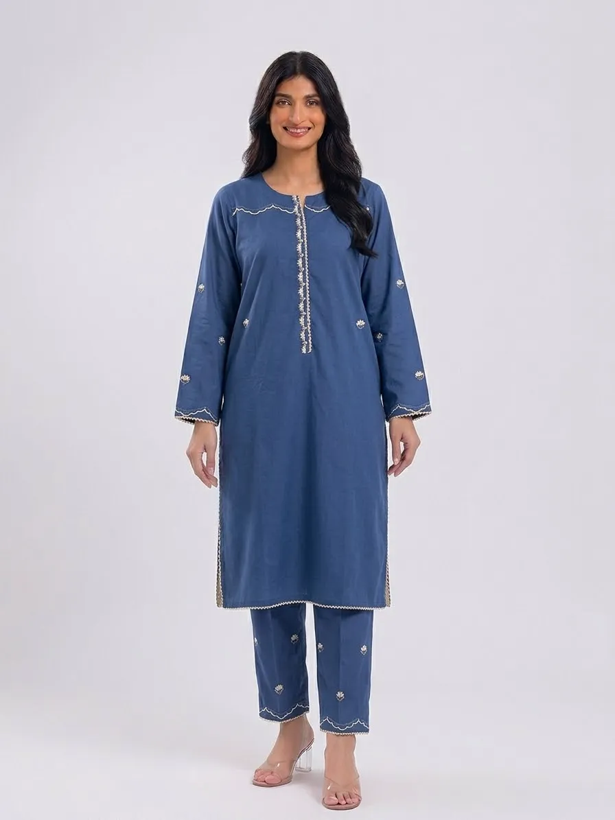 1788984665928 2 Piece Embroidery Suit - Image 1