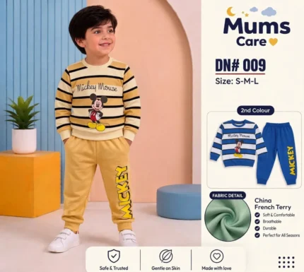 Mums Care Striped Mickey Mouse Boys 2-Piece Sweatshirt and Jogger Set